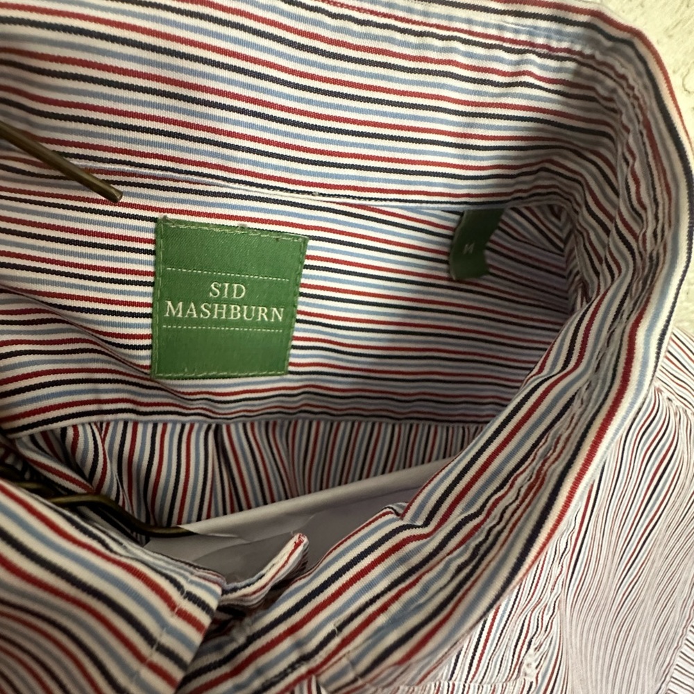 Sid Mashburn Striped Button Down Sport Shirt Medium